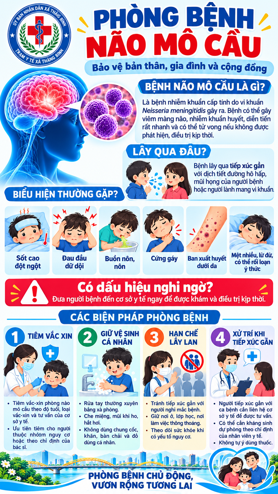 Chủ động phòng, chống bệnh viêm màng não mô cầu