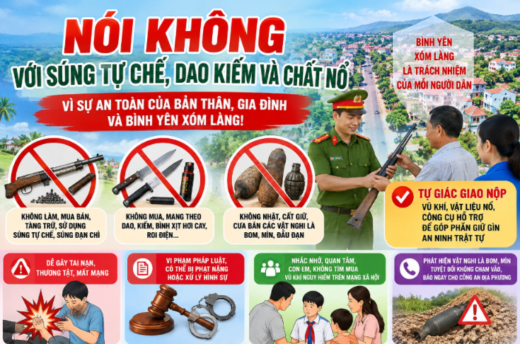 Tuyên truyền phòng ngừa nguy cơ từ vũ khí tự chế và vật liệu nổ